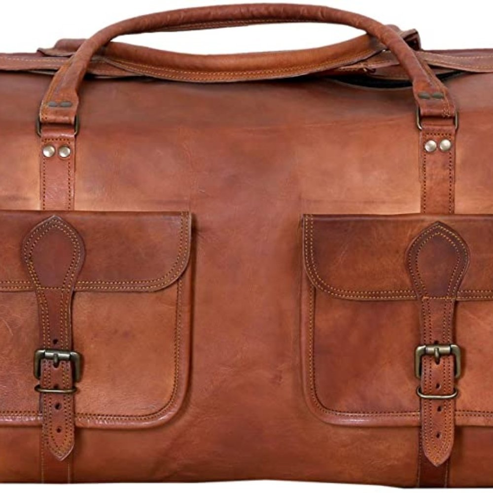 XL Full Grain Leather Duffel Bag -Travel Bag - Overnight Weekender Bag - Luggage - Picture 4 of 7